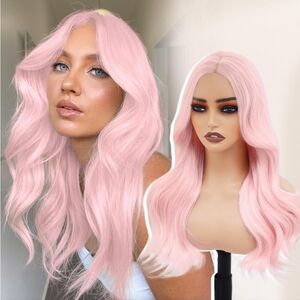 Pink Wig-Synthetic Lace Front Wig Light Pink